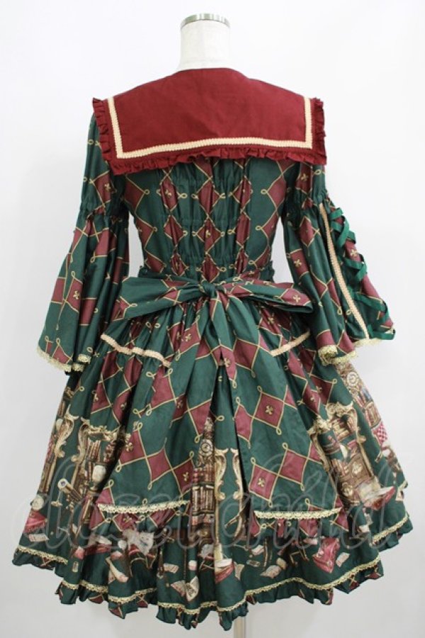 画像3: metamorphose / 主の書斎襟付きワンピース Free グリーン H-25-06-06-005-ME-OP-NS-ZH (3)