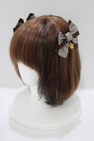 画像: Angelic Pretty / Royalストライプリボンコーム  ブラウン H-25-06-06-067-AP-AC-NS-ZH