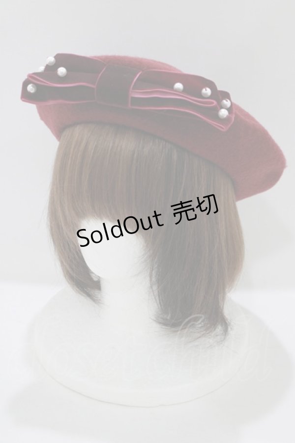 画像1: m petit by misako / TT*AMリボンBベレー  ボルドー H-25-06-06-076-LO-AC-NS-ZH (1)