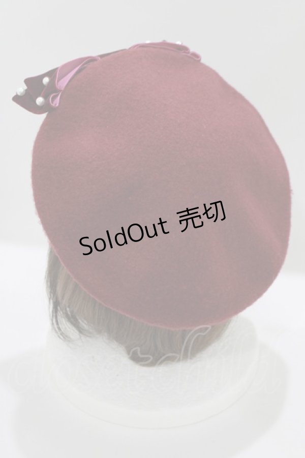 画像2: m petit by misako / TT*AMリボンBベレー  ボルドー H-25-06-06-076-LO-AC-NS-ZH (2)