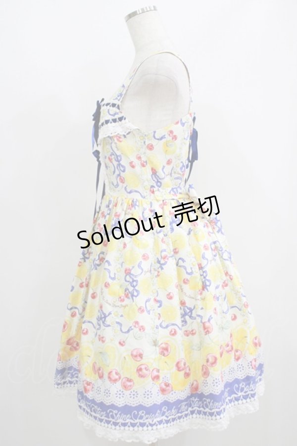 画像2: BABY,THE STARS SHINE BRIGHT / Cheerful Lemon柄ジャンパースカートI Free 生成り紺 H-25-06-06-007-BA-OP-NS-ZH (2)