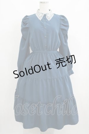 画像: axes femme / レース襟マトン袖ワンピース M Bグリーン H-25-06-06-010-AX-OP-NS-ZH