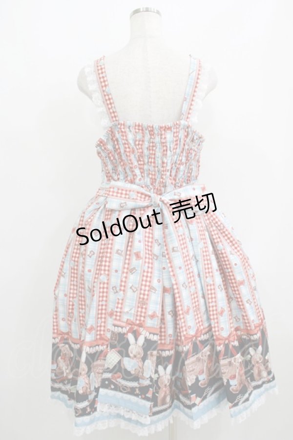 画像3: metamorphose / 【プラスサイズ】Happy Sewing Time フリルジャンパースカート+ヘッドドレスセット プラスサイズ サックス/赤 H-25-06-06-015-ME-OP-NS-ZH (3)