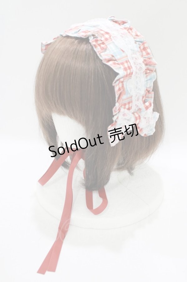 画像6: metamorphose / 【プラスサイズ】Happy Sewing Time フリルジャンパースカート+ヘッドドレスセット プラスサイズ サックス/赤 H-25-06-06-015-ME-OP-NS-ZH (6)