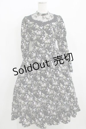 画像: Kurumi Collaboration / 花柄クラシカルワンピース S ブラック H-25-06-06-018-GO-OP-NS-ZH