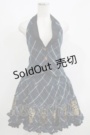 画像: PUTUMAYO / タータンチェックホルターベスト&スカート  黒×緑 H-25-06-07-033-PT-SK-KB-ZH