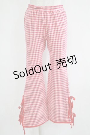 画像: Candy Stripper / GINGHAM RIBBON FLAREパンツ  レッド H-25-06-07-034-PU-PA-KB-ZH