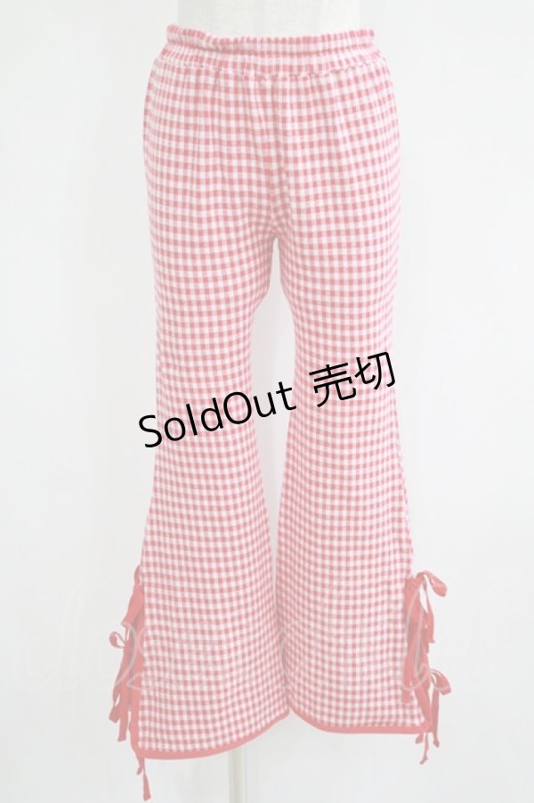 画像1: Candy Stripper / GINGHAM RIBBON FLAREパンツ  レッド H-25-06-07-034-PU-PA-KB-ZH (1)