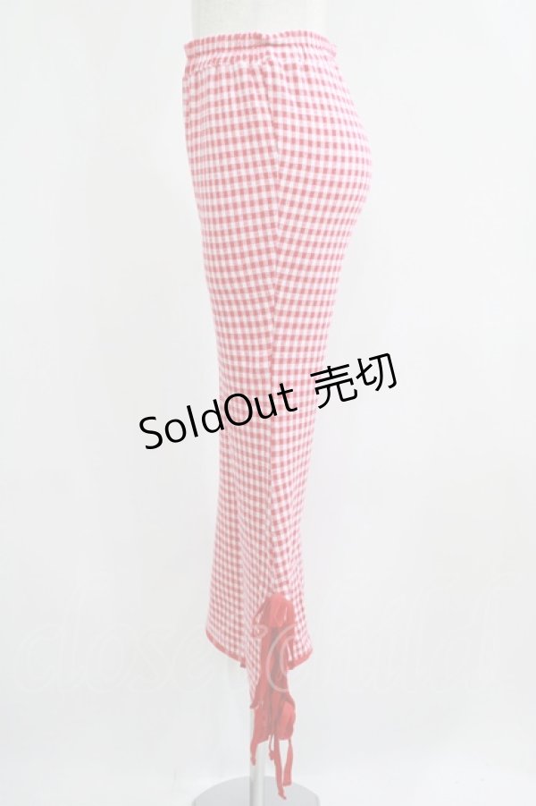 画像2: Candy Stripper / GINGHAM RIBBON FLAREパンツ  レッド H-25-06-07-034-PU-PA-KB-ZH (2)