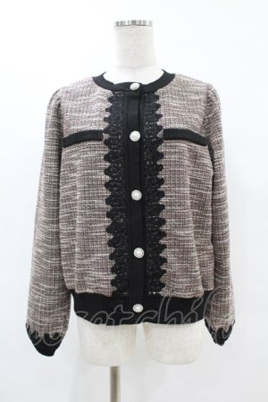 画像: axes femme / ファンシーツイードカットカーディガン M ブラック H-25-06-07-1064-AX-TO-NS-ZH
