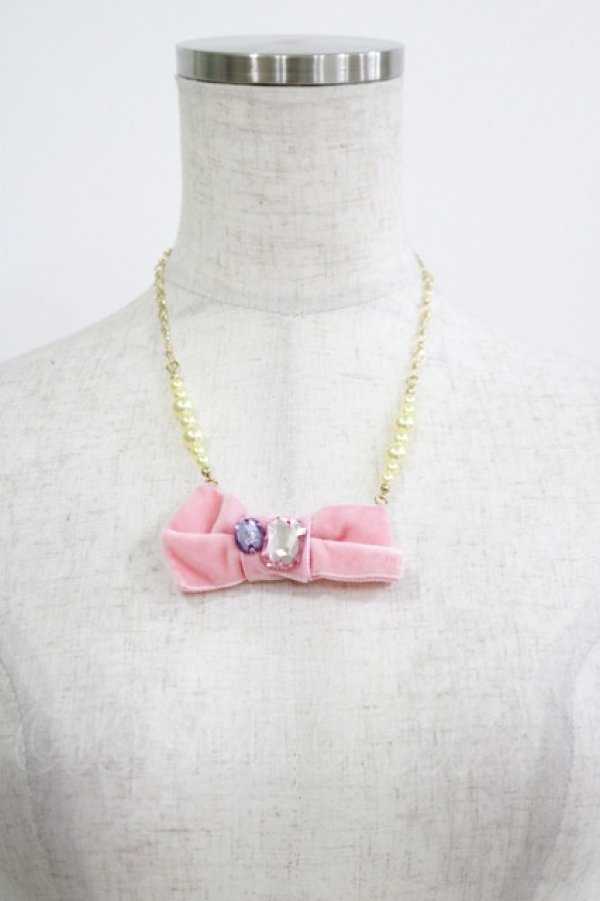 画像2: Leur Getter / ビジューリボンネックレス  ピンク H-25-10-03-1035-LU-AC-KB-ZH (2)