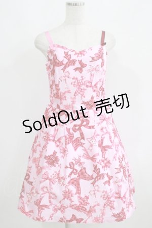 画像: MILK / リボンプリントドレス  ピンク×レッド H-25-06-07-009-ML-OP-KB-ZT079
