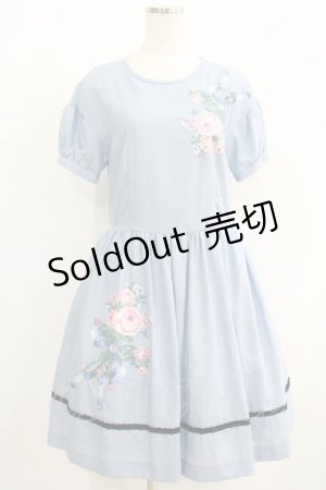 画像: Jane Marple / Rose Bouquetデコパージュワンピース  ブルーグレイ H-25-06-07-014-JM-OP-KB-ZH