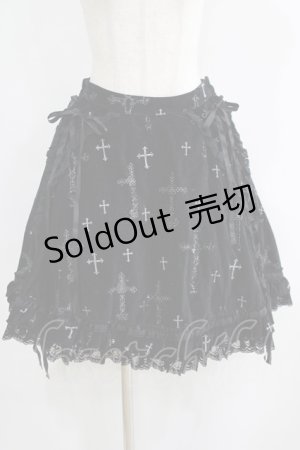 画像: h.naoto Blood / クロスプリント別珍スカート  黒 H-25-06-07-020-HN-SK-KB-ZH