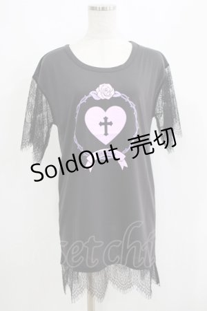画像: HELL CAT PUNKS / レース切り替えTシャツワンピ F 黒 H-25-06-08-029-PU-OP-KB-ZH