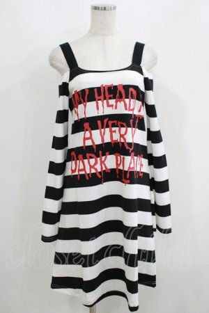 画像: HELL CAT PUNKS / オープンショルダーワンピース F 黒×白 H-25-06-08-039-PU-OP-KB-ZH