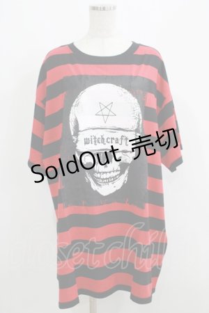 画像: HELL CAT PUNKS / ボーダーBIG Tシャツ F 黒×赤 H-25-06-08-042-PU-TO-KB-ZH
