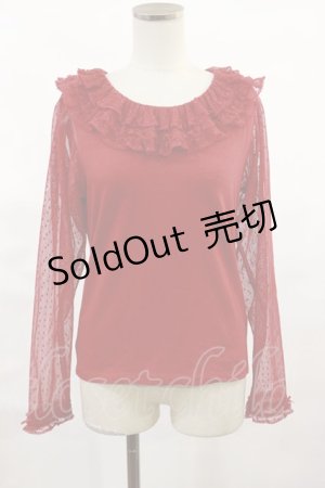 画像: PINK HOUSE / ポルカドットチュール使いカットソー 3（M） レッド H-25-06-08-1019-LO-TO-NS-ZH
