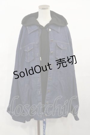 画像: IRO+IRO / デニムジャケット×パーカー お天気カラーのドッキングWeatherトップス Free デニム/ブラック H-25-06-08-1021-LO-JA-NS-ZH