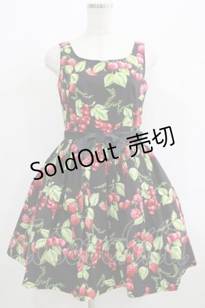 画像: MILK / CHERRY gardenドレス  ブラックベース H-25-06-08-006-ML-OP-KB-ZH