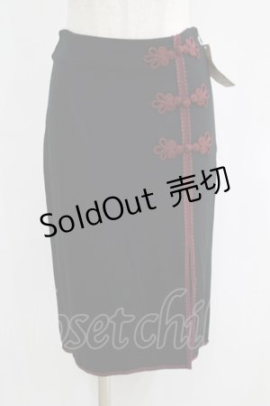 画像: abilletage / チャイナタイトスカート  レッド×ブラック H-25-06-08-021-GO-SK-KB-ZH