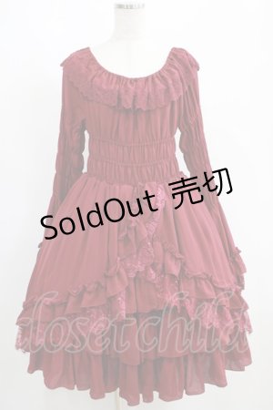 画像: ATELIER PIERROT / 姫袖ベビードールワンピース  ワイン H-25-06-09-1003-EL-OP-KB-ZH