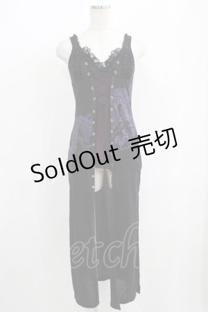 画像: Qutie Frash / レースアップレイヤードキャミソール  黒×紫 H-25-06-09-1040-QU-TO-KB-ZH
