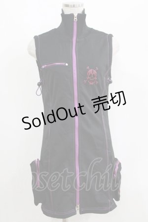 画像: Qutie Frash / スカル配色ベスト  黒×紫 H-25-06-09-1044-QU-TO-KB-ZH