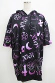 画像1: NieR Clothing / 半袖プルパーカー F 黒×紫 H-25-06-09-1051-PU-TO-KB-ZH (1)
