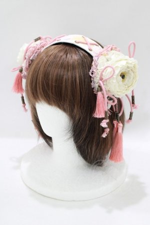 画像: Ozz On / 和気香龍お団子カチューシャクリップ式ヘッドドレス  ピンク H-25-06-09-1059-OO-AC-KB-ZH