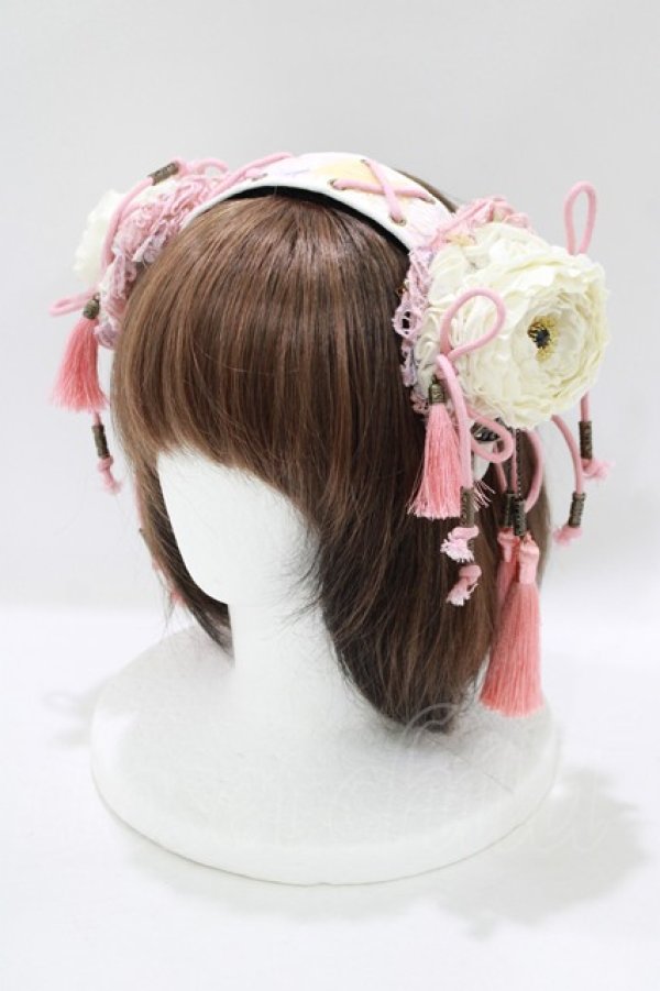 画像1: Ozz On / 和気香龍お団子カチューシャクリップ式ヘッドドレス  ピンク H-25-06-09-1059-OO-AC-KB-ZH (1)