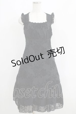 画像: MIHO MATSUDA / 薔薇フロッキーワンピース M 黒 H-25-06-09-1012-GO-OP-KB-ZH