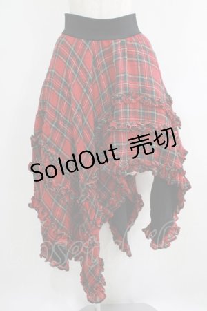 画像: Na+H / アシンメトリースカート  レッドチェック H-25-06-09-1014-PU-SK-KB-ZH