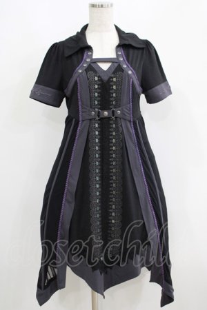 画像: Ozz oneste / 薔薇刺繍レイヤードワンピース  黒×紫 H-25-06-09-1016-OO-OP-KB-ZH