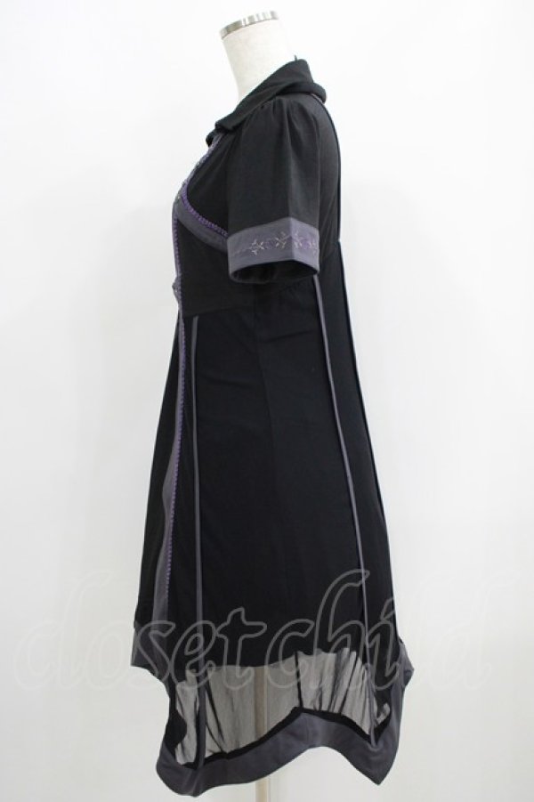画像2: Ozz oneste / 薔薇刺繍レイヤードワンピース  黒×紫 H-25-06-09-1016-OO-OP-KB-ZH (2)
