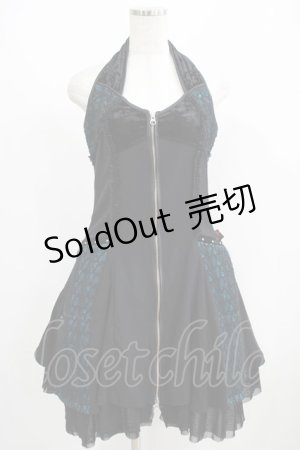 画像: Ozz On / 異素材切替ホルターワンピース  黒 H-25-06-09-1017-OO-OP-KB-ZH