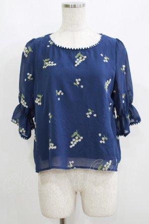 画像: Fi.n.t / ミモザ総刺繍プルオーバーブラウス Free NAVY H-25-06-10-036-CA-BL-NS-ZH