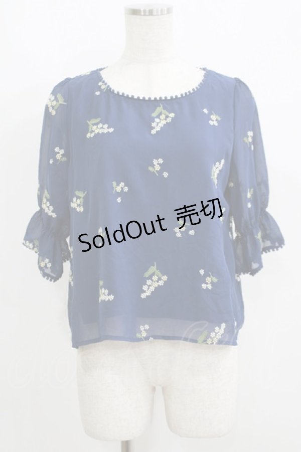 画像1: Fi.n.t / ミモザ総刺繍プルオーバーブラウス Free NAVY H-25-06-10-036-CA-BL-NS-ZH (1)