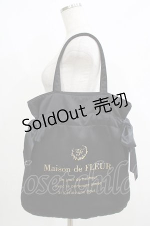 画像: Maison de FLEUR / ダブルリボントートバッグ  ブラック H-25-06-10-050-LO-BG-NS-ZH