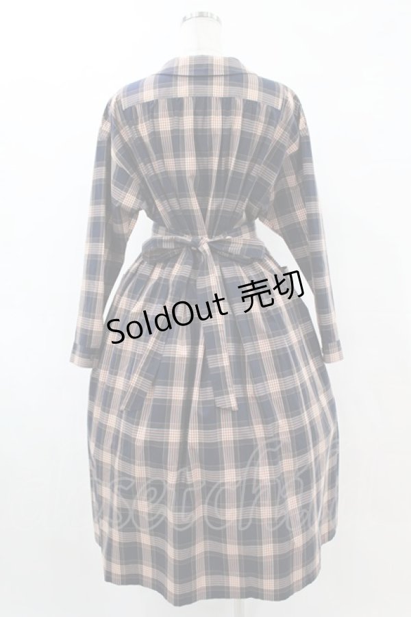 画像2: Jane Marple / ブリティシュチェックのダブリエドレス M スティールブルー H-25-06-10-1040-JM-OP-KB-ZH (2)