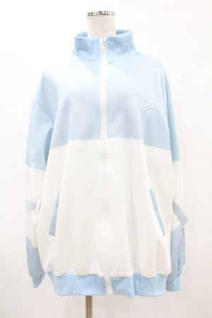 画像: ACDC RAG / ドットネコジャージジャケット  ホワイト×パステルブルー H-25-06-10-1057-PU-JA-KB-ZH