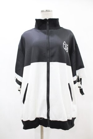 画像: ACDC RAG / ドットネコジャージジャケット［半袖］  ブラック×ホワイト H-25-06-10-1063-PU-JA-KB-ZH