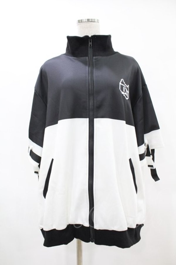 画像1: ACDC RAG / ドットネコジャージジャケット［半袖］  ブラック×ホワイト H-25-06-10-1063-PU-JA-KB-ZH (1)