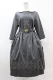 画像1: Jane Marple / ブリティッシュストライプtea houseドレス  グレー H-25-06-10-1022-JM-OP-KB-ZH (1)