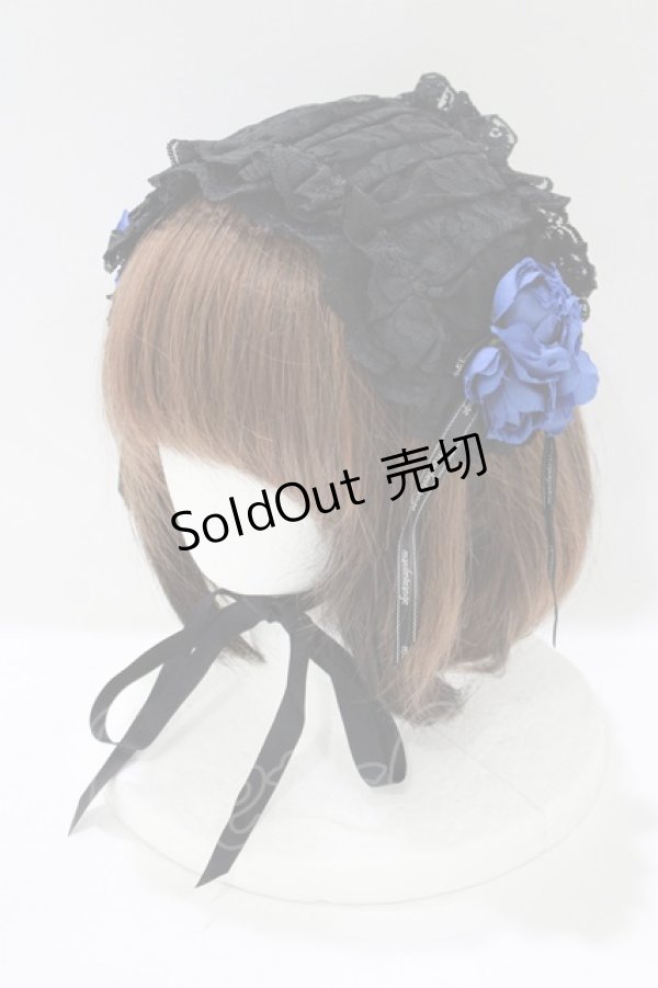 画像1: metamorphose / ロゴリボンヘッドドレス  ブラック/ブルー H-25-06-10-074-ME-AC-NS-ZH (1)