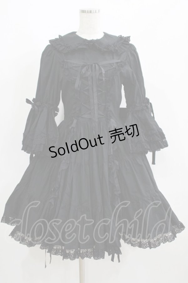 画像1: metamorphose / ラッパ袖ティアードワンピース Free ブラック H-25-06-10-010-ME-OP-NS-ZH (1)