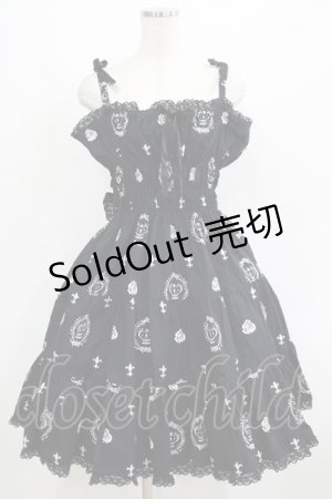 画像: metamorphose / 王冠プリントティアードジャンパースカート Free ブラック H-25-06-10-013-ME-OP-NS-ZH