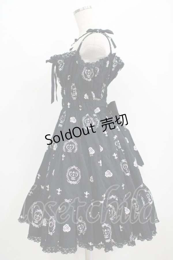 画像2: metamorphose / 王冠プリントティアードジャンパースカート Free ブラック H-25-06-10-013-ME-OP-NS-ZH (2)