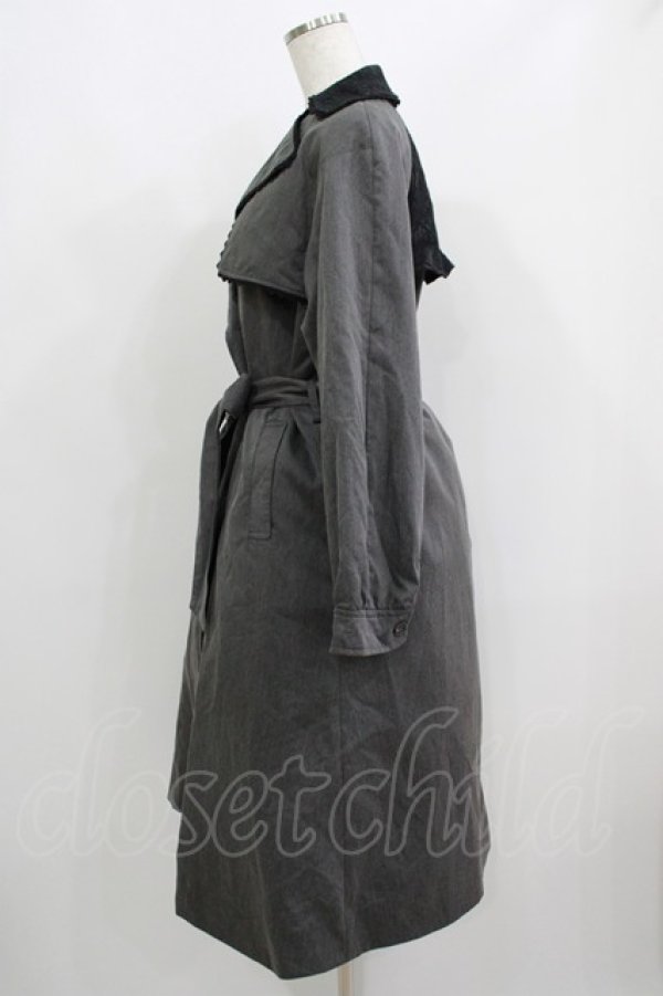 画像2: axes femme / バイカラーレーストレンチコート M グレー H-25-06-10-016-AX-CO-NS-ZH (2)