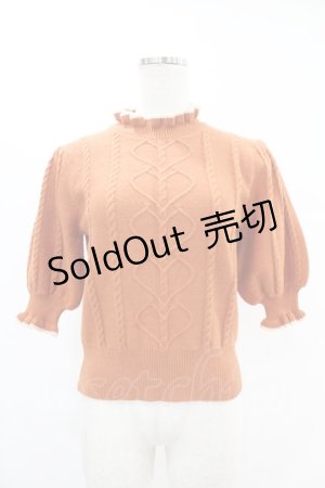 画像: F&A / 配色フリル5分袖ケーブルニットプルオーバー Free ORANGE H-25-06-11-044-LO-TO-NS-ZH